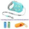16Ft Retractable Dog Leash Extendable Pet Leash Dog Walking Leash With Flashlight Rgb Light 2 Rolls Of Waste Bags Dispenser Fit For 66-110Lbs