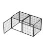 48.2In Spacious Dog Kennel Indoor Dog Crate With Pvc Top Cover, Heavy Duty Metal Dog Playpen With Flexible Door Placement, Escape Resistant Pet Cage F