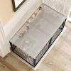 48.2In Spacious Dog Kennel Indoor Dog Crate With Pvc Top Cover, Heavy Duty Metal Dog Playpen With Flexible Door Placement, Escape Resistant Pet Cage F