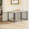 48.2In Spacious Dog Kennel Indoor Dog Crate With Pvc Top Cover, Heavy Duty Metal Dog Playpen With Flexible Door Placement, Escape Resistant Pet Cage F