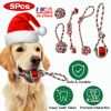 5Pcs Christmas Dog Rope Chew Toys Dog Interactive Toys Set For Puppy Small Medium Aggressive Chewers Dogs Training Teething Playing