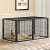 Large Dog Kennel 63.7In Indoor Dog Crate With Pvc Top Cover, Heavy Duty Metal Dog Playpen With Flexible Door Placement, Escape Resistant Pet Cage For