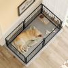 Large Dog Kennel 63.7In Indoor Dog Crate With Pvc Top Cover, Heavy Duty Metal Dog Playpen With Flexible Door Placement, Escape Resistant Pet Cage For