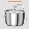 2L/67.6Oz Automatic Electric Pet Water Fountain Stainless Steel Pet Drinking Fountain Cat Dog Water Dispenser With Water Level Ultra-Quiet Pump