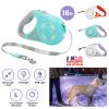 16Ft Retractable Dog Leash Extendable Pet Leash Dog Walking Leash With Flashlight Rgb Light 2 Rolls Of Waste Bags Dispenser Fit For 66-110Lbs