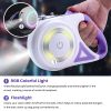 16Ft Retractable Dog Leash Extendable Pet Leash Dog Walking Leash With Flashlight Rgb Light 2 Rolls Of Waste Bags Dispenser Fit For 66-110Lbs
