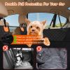 Dog Car Back Seat Cover With Zipper Mesh Window Storage Bags Waterproof 600D Oxford Cloth Car Seat Protector With Slide Flaps For Cars Trucks Suvs