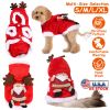 Pet Christmas Clothes Santa Claus Reindeer Antlers Costume Winter Outfit New Year Coat For Small Medium Dogs Cats Available In S/M/L/Xl