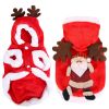 Pet Christmas Clothes Santa Claus Reindeer Antlers Costume Winter Outfit New Year Coat For Small Medium Dogs Cats Available In S/M/L/Xl