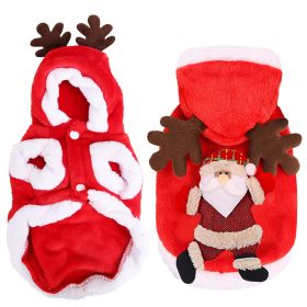 Pet Christmas Clothes Santa Claus Reindeer Antlers Costume Winter Outfit New Year Coat For Small Medium Dogs Cats Available In S/M/L/Xl