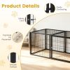 Large Dog Kennel 63.7In Indoor Dog Crate With Pvc Top Cover, Heavy Duty Metal Dog Playpen With Flexible Door Placement, Escape Resistant Pet Cage For