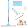 Pet Hair Removal Rake With 54.33In Adjustable Telescopic Rod Multi-Fabric Dog Cat Hair Scraper Lint Shaver For Carpet Rug Clothes Couch