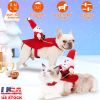 Pet Christmas Costumes Red Winter Coat For Dog Riding Santa Claus With Bell Clothes New Year Outfit Cosplay Costumes Party Dress Up For Cats