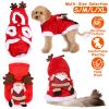 Pet Christmas Clothes Santa Claus Reindeer Antlers Costume Winter Outfit New Year Coat For Small Medium Dogs Cats Available In S/M/L/Xl