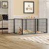 Large Dog Kennel 63.7In Indoor Dog Crate With Pvc Top Cover, Heavy Duty Metal Dog Playpen With Flexible Door Placement, Escape Resistant Pet Cage For