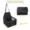 Dog Booster Car Seat Foldable Dog Booster Seat Pet Travel Carrier W/ Clip-On Safety Leash Zipper Storage Pocket For Small Medium Pets Up To 20Lbs