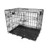 30Inches Dogs Crate Folding Metal Pets Crates Double Door Puppy Cage Easy Set Up