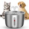 2L/67.6Oz Automatic Electric Pet Water Fountain Stainless Steel Pet Drinking Fountain Cat Dog Water Dispenser With Water Level Ultra-Quiet Pump