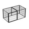 48.2In Spacious Dog Kennel Indoor Dog Crate With Pvc Top Cover, Heavy Duty Metal Dog Playpen With Flexible Door Placement, Escape Resistant Pet Cage F