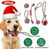 5Pcs Christmas Dog Rope Chew Toys Dog Interactive Toys Set For Puppy Small Medium Aggressive Chewers Dogs Training Teething Playing