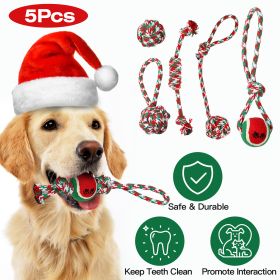5Pcs Christmas Dog Rope Chew Toys Dog Interactive Toys Set For Puppy Small Medium Aggressive Chewers Dogs Training Teething Playing