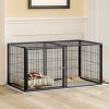 48.2In Spacious Dog Kennel Indoor Dog Crate With Pvc Top Cover, Heavy Duty Metal Dog Playpen With Flexible Door Placement, Escape Resistant Pet Cage F