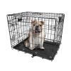 30Inches Dogs Crate Folding Metal Pets Crates Double Door Puppy Cage Easy Set Up