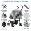 4 Wheels Pet Stroller Foldable Carrier Strolling Cart Travel Jogger Pet Stroller With Removable Liner Storage Basket For Dog Cat