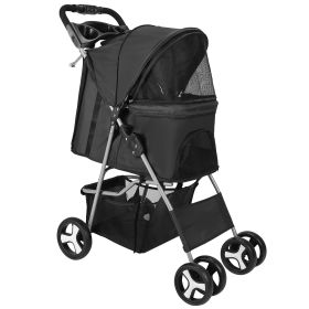 4 Wheels Pet Stroller Foldable Carrier Strolling Cart Travel Jogger Pet Stroller With Removable Liner Storage Basket For Dog Cat (Packagecontents: 1*4 Wheels Pet Stroller
1*Pet Plates
1*User Manual)