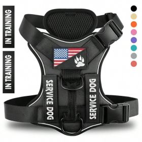 Reflective Breathable Solid Color Polyester Dog Strap (Option: Black-S)
