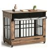 46" Large Dog Crate Furniture, Double Door Wooden Indoor Dog Kennel Furniture