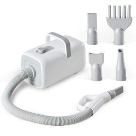 1550W High Velocity Pet Blow Dryer with Heater for Grooming, Speed Temperature Adjustable Dog Blower Grooming Dryer with 4 Nozzles (Color: White)