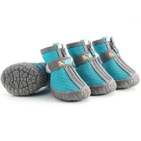 Non Slip Dog Shoes Warm Plush Lining Breathable Pet Boots for Paw Protection (Color / Size: Lake blue / 2 Fit width3-3.2cm)