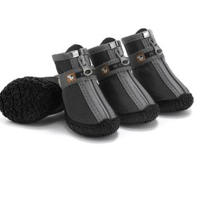 Non Slip Dog Shoes Warm Plush Lining Breathable Pet Boots for Paw Protection (Color / Size: black / 2 Fit width3-3.2cm)