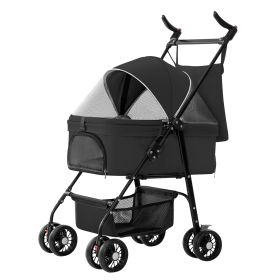 4 Wheels Pet Stroller Foldable Carrier Strolling Cart Travel Jogger Pet Stroller With Removable Liner Storage Basket For Dog Cat (Packagecontents: 1x Pet Carrier Bag
1x Pet Stroller
1x User Manual)