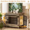 46" Large Dog Crate Furniture, Double Door Wooden Indoor Dog Kennel Furniture