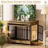46" Large Dog Crate Furniture, Double Door Wooden Indoor Dog Kennel Furniture