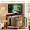 42" Large Dog Crate Furniture, Double Door Wooden Indoor Dog Kennel Furniture