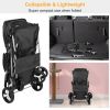 4 Wheels Pet Stroller Foldable Carrier Strolling Cart Travel Jogger Pet Stroller With Removable Liner Storage Basket For Dog Cat