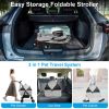4 Wheels Pet Stroller Foldable Carrier Strolling Cart Travel Jogger Pet Stroller With Removable Liner Storage Basket For Dog Cat
