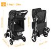 4 Wheels Pet Stroller Foldable Carrier Strolling Cart Travel Jogger Pet Stroller With Removable Liner Storage Basket For Dog Cat
