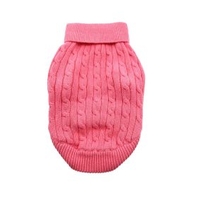 Combed Cotton Cable Knit Dog Sweater (Color: Candy Pink, size: large)
