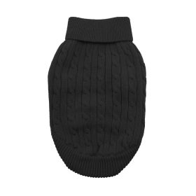 Combed Cotton Cable Knit Dog Sweater (Color: Jet Black, size: small)